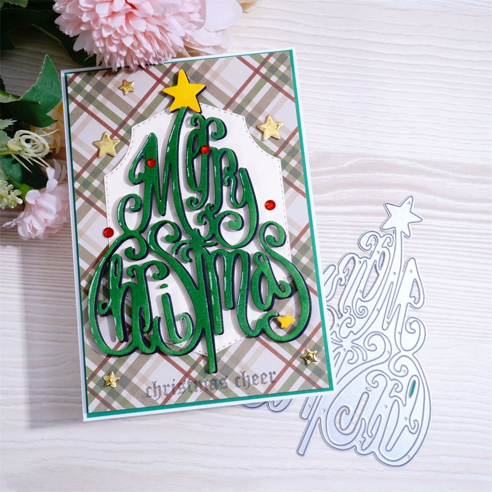 Lifescraft Merry Christmas Word Tree Metal Cutting Dies