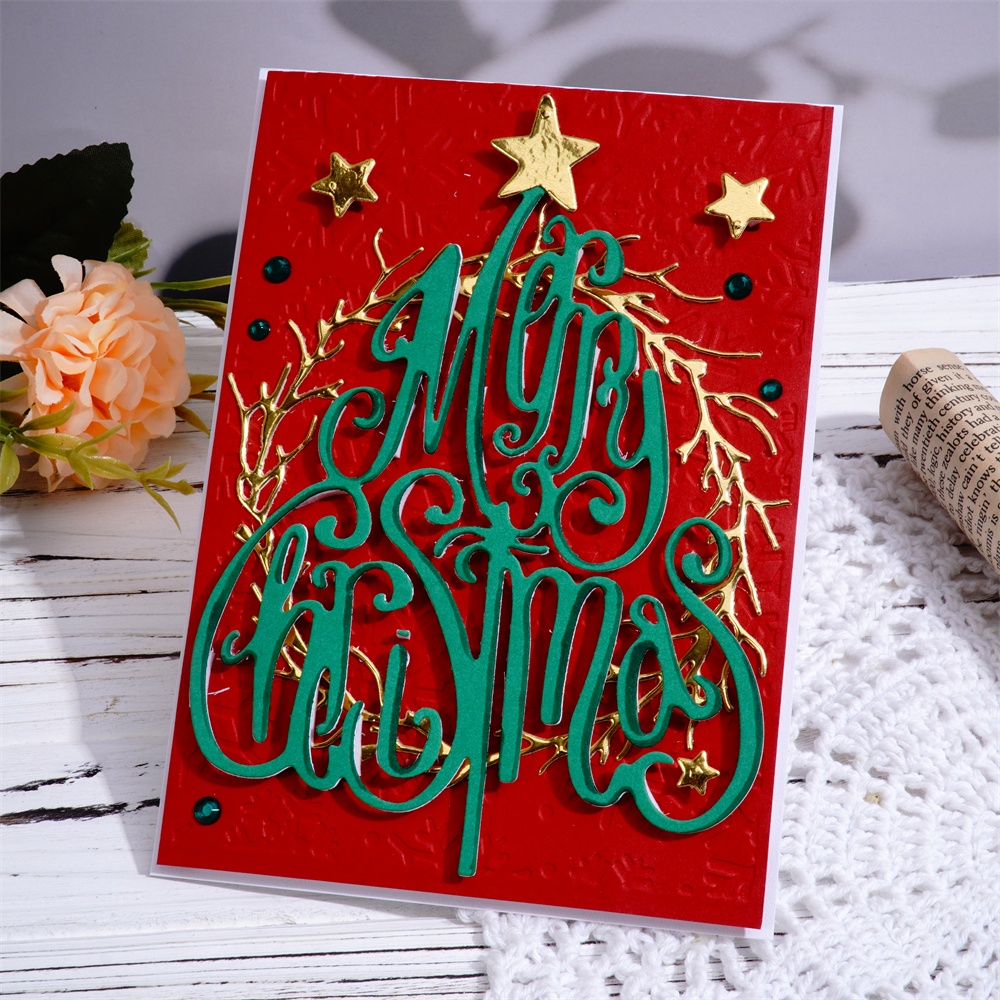 Lifescraft Merry Christmas Word Tree Metal Cutting Dies