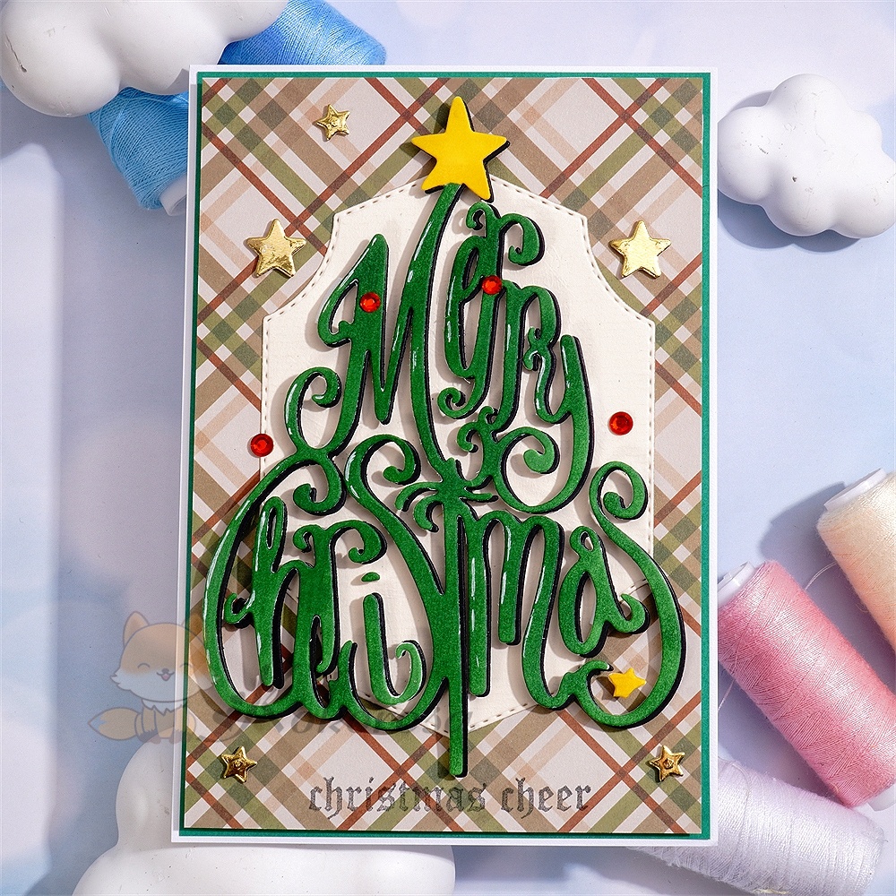 Lifescraft Merry Christmas Word Tree Metal Cutting Dies