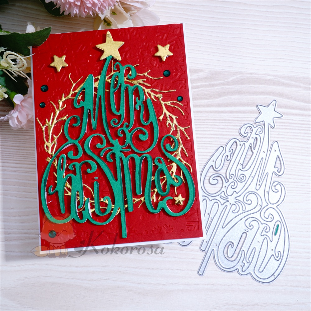 Lifescraft Merry Christmas Word Tree Metal Cutting Dies