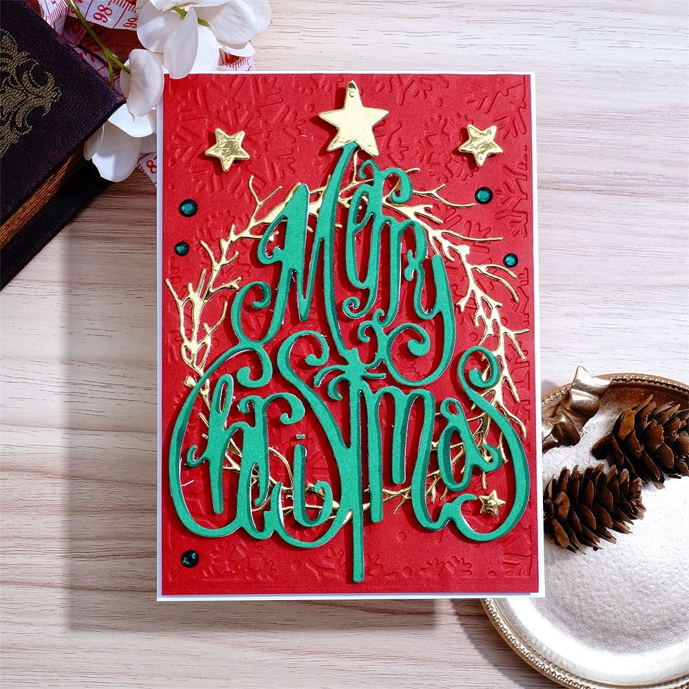 Lifescraft Merry Christmas Word Tree Metal Cutting Dies