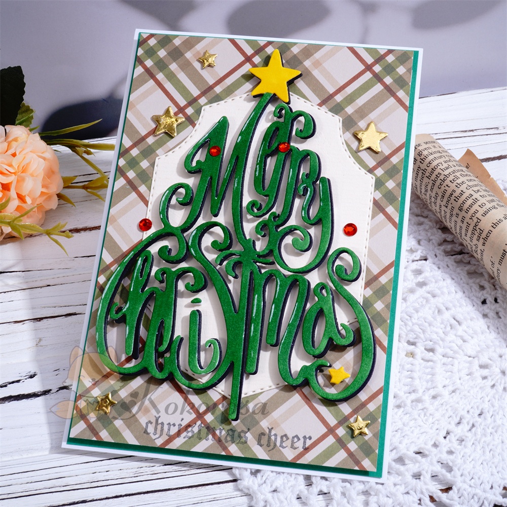 Lifescraft Merry Christmas Word Tree Metal Cutting Dies