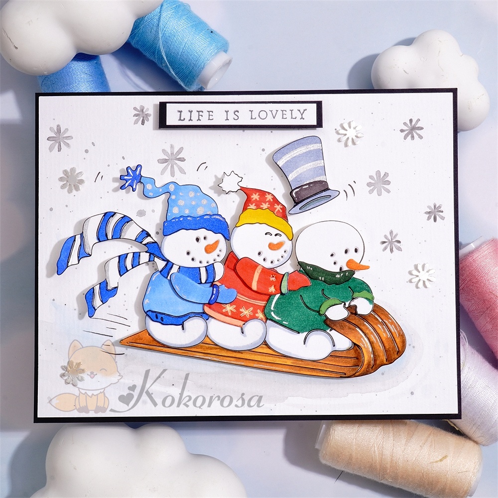 Lifescraft Snowman Sled Skiing Metal Cutting Dies