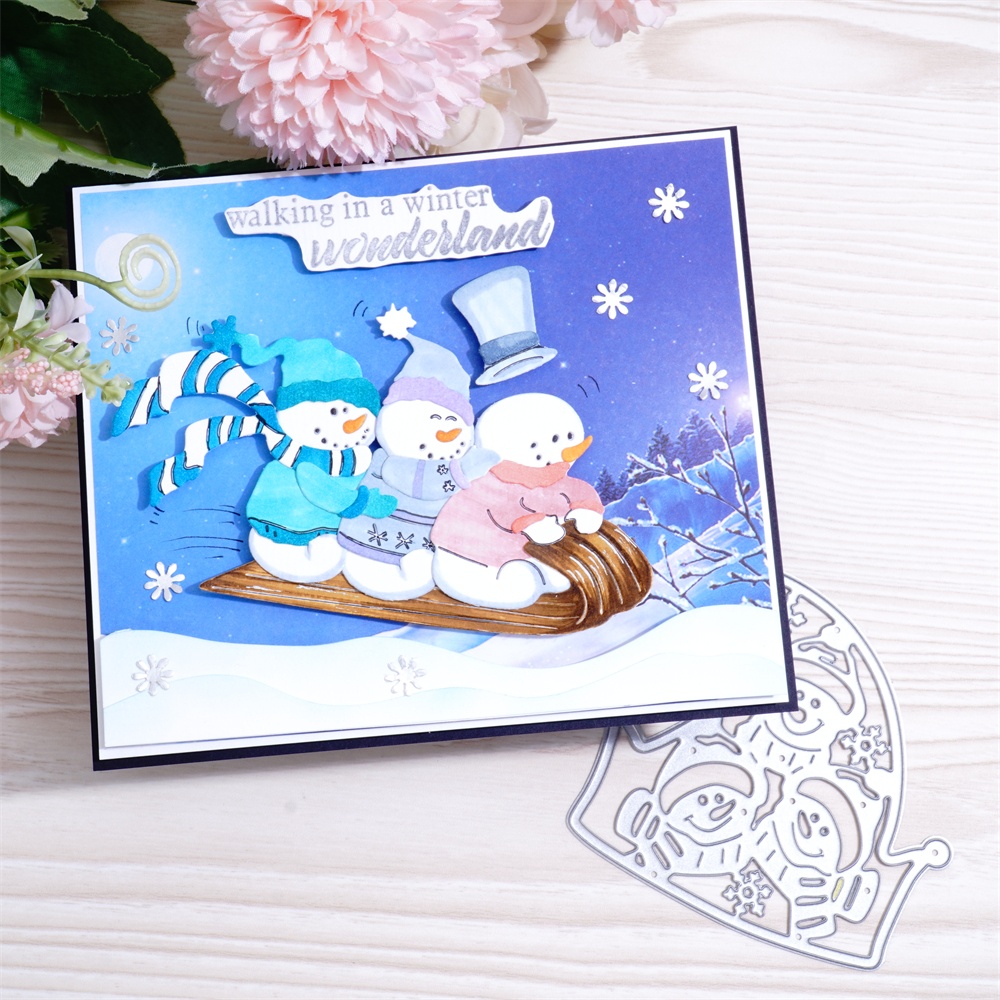 Lifescraft Snowman Sled Skiing Metal Cutting Dies