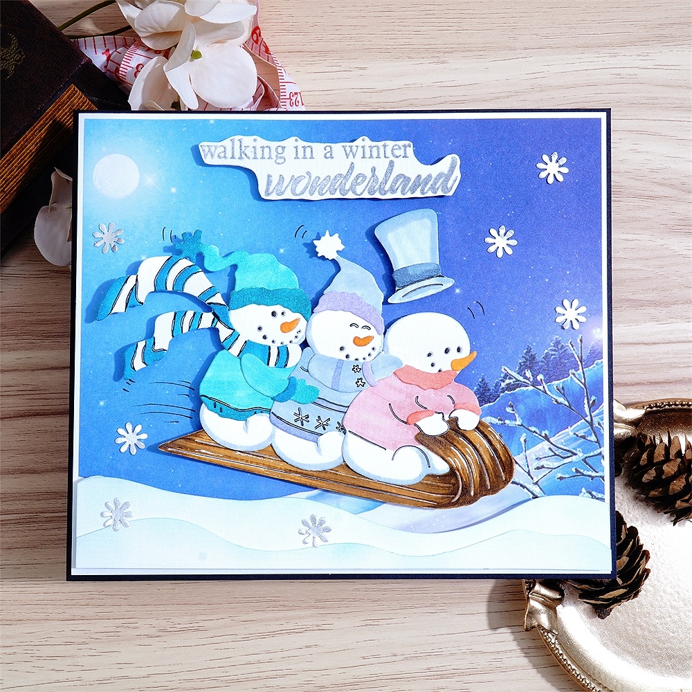 Lifescraft Snowman Sled Skiing Metal Cutting Dies