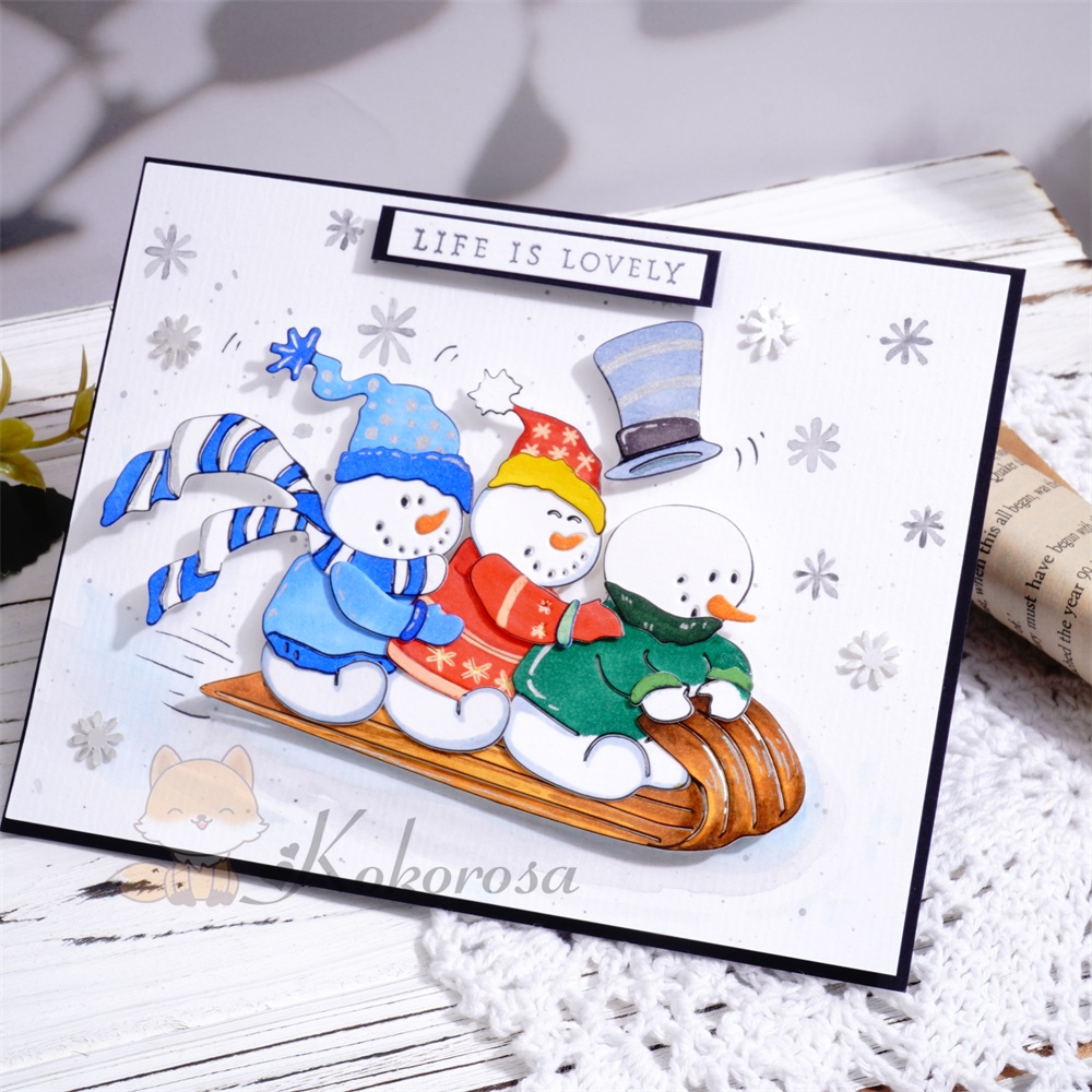 Lifescraft Snowman Sled Skiing Metal Cutting Dies
