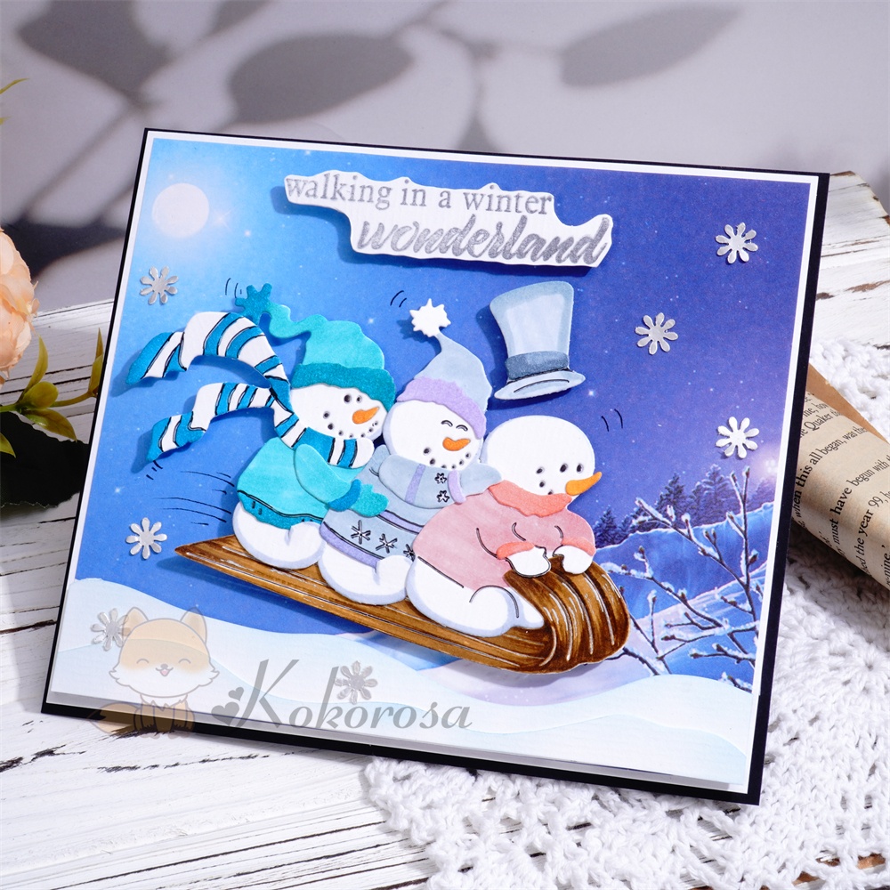 Lifescraft Snowman Sled Skiing Metal Cutting Dies