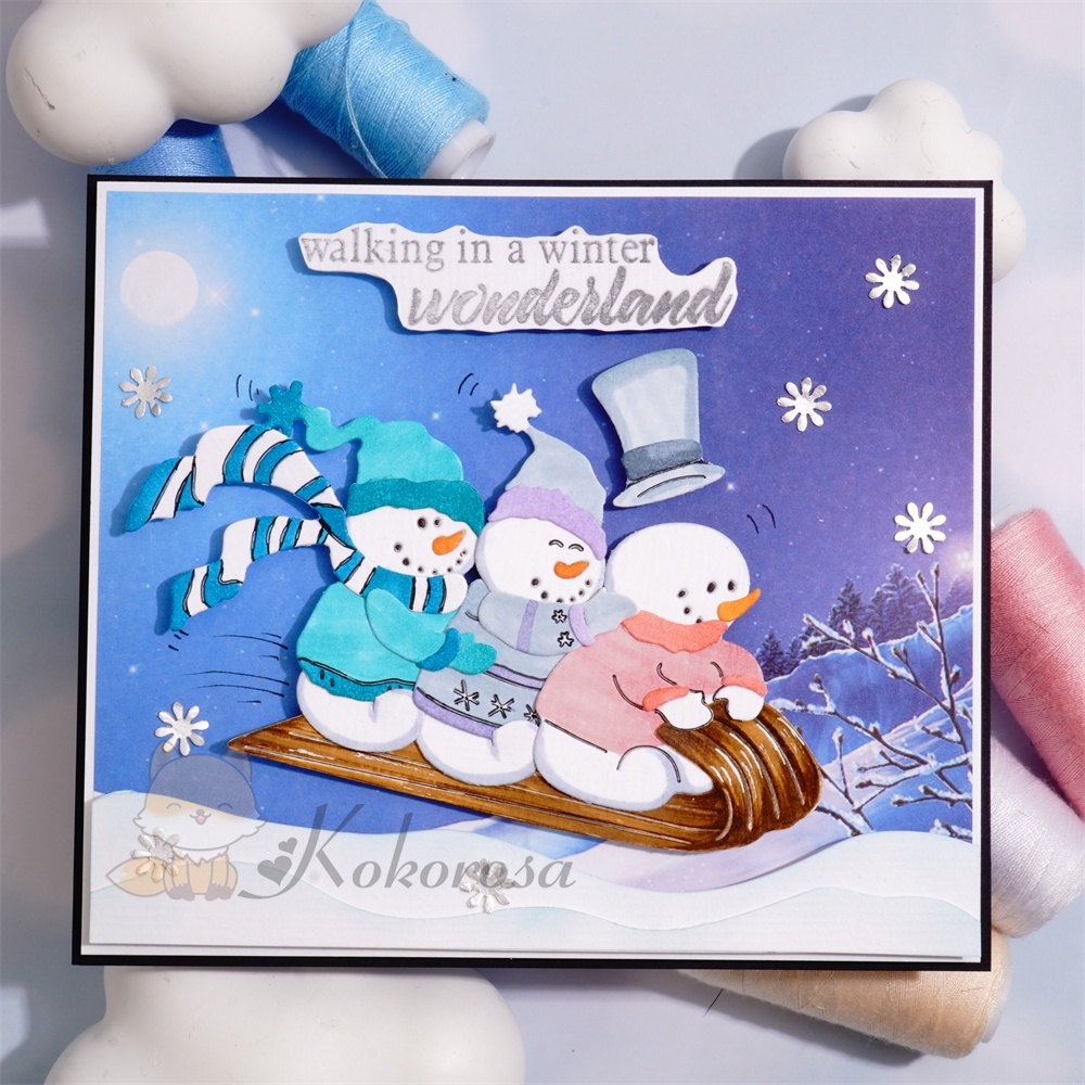 Lifescraft Snowman Sled Skiing Metal Cutting Dies