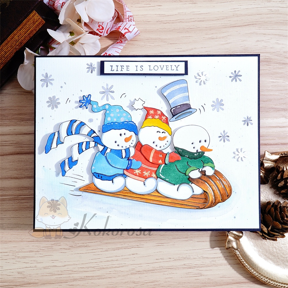 Lifescraft Snowman Sled Skiing Metal Cutting Dies