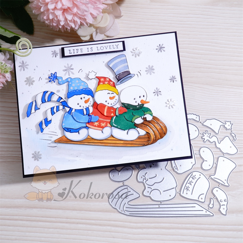 Lifescraft Snowman Sled Skiing Metal Cutting Dies
