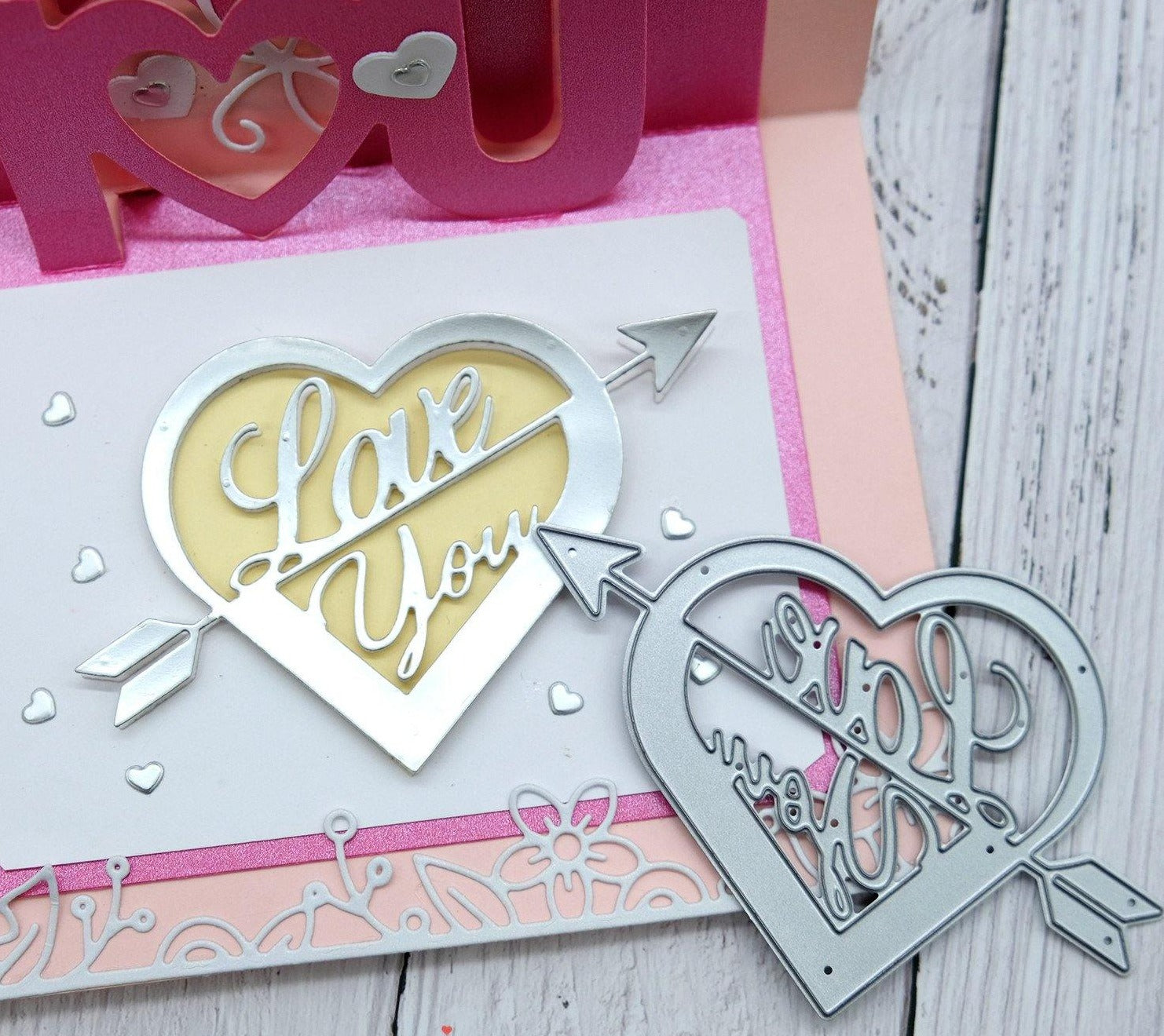 Love You Heart Arrow Decoration Dies - Inlovearts