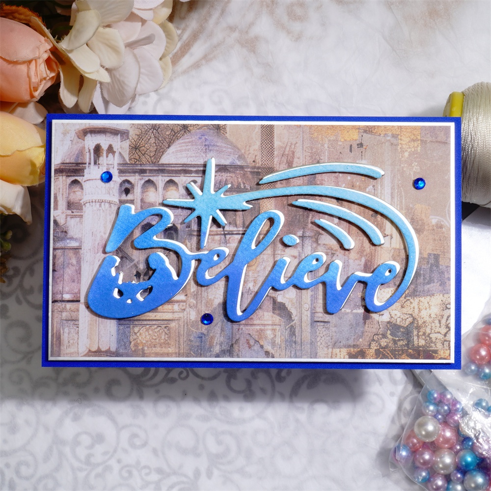 Lifescraft Believe Word with Shining Star Metal Cutting Dies