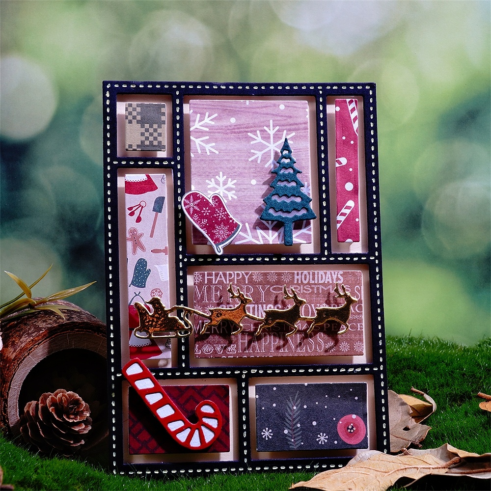 Lifescraft Separated Rectangular Grid Backgound Board Metal Cutting Dies