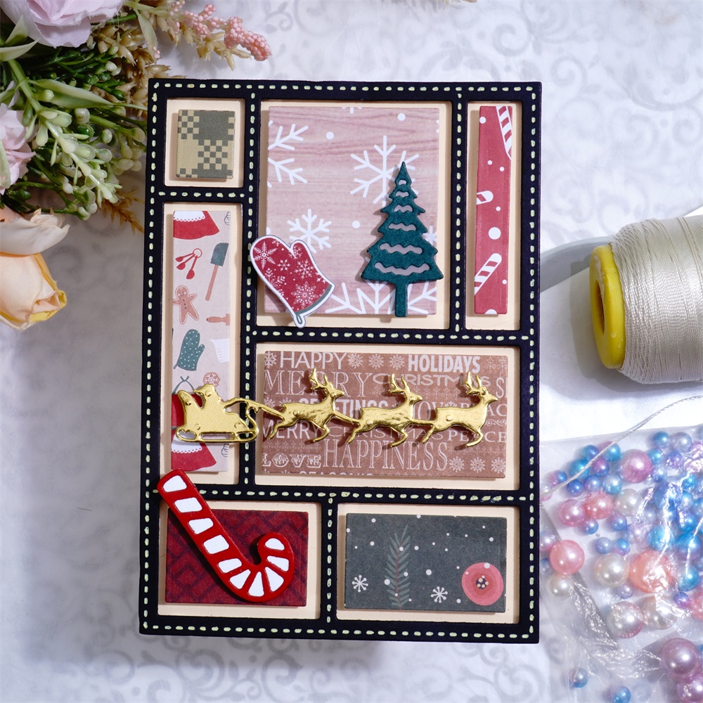 Lifescraft Separated Rectangular Grid Backgound Board Metal Cutting Dies