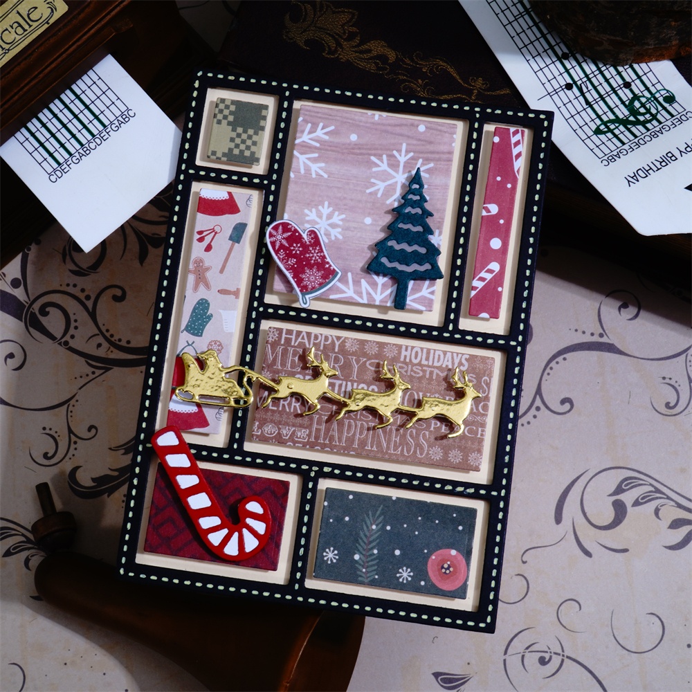 Lifescraft Separated Rectangular Grid Backgound Board Metal Cutting Dies