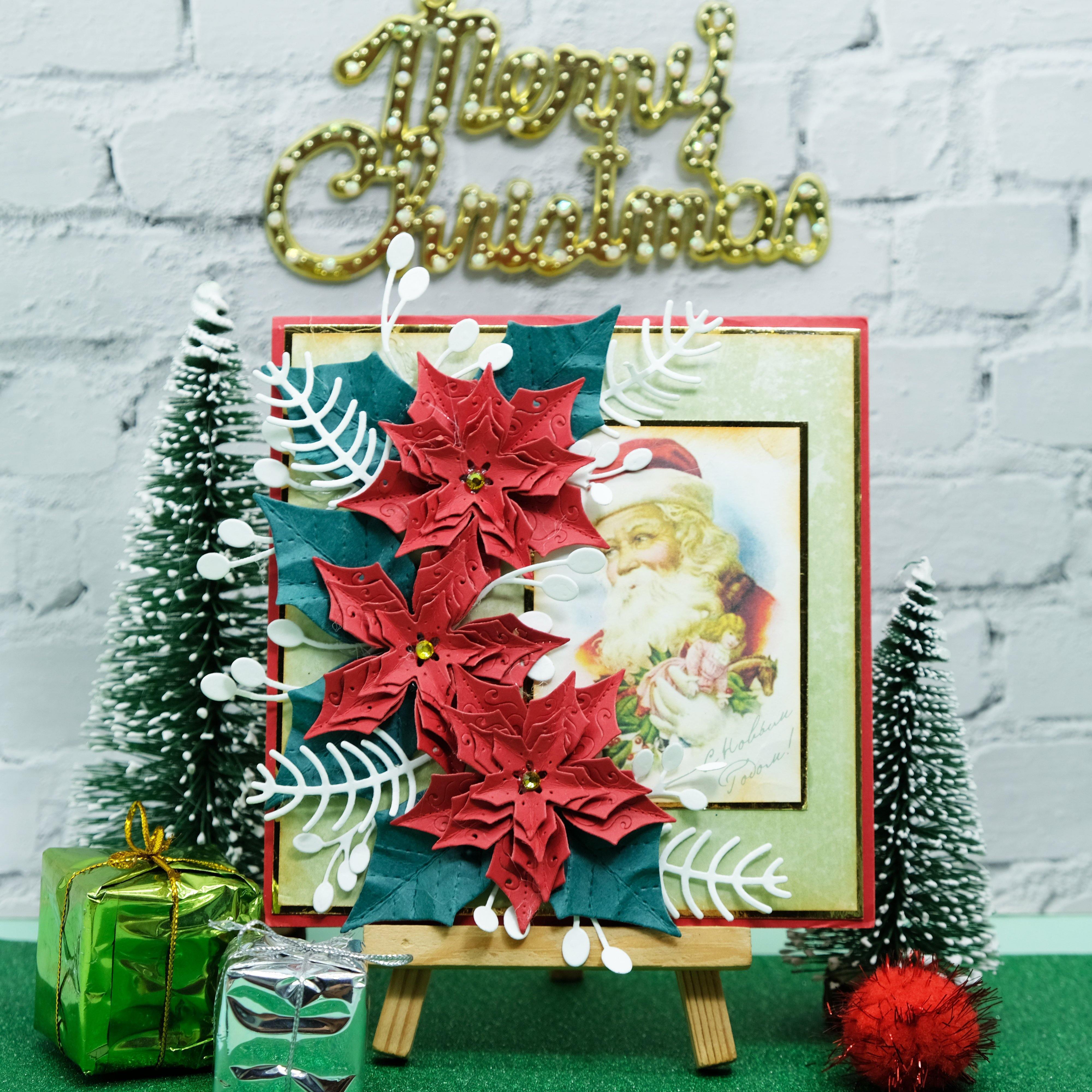 Poinsettia Petal & Leaves Decor Dies - Inlovearts