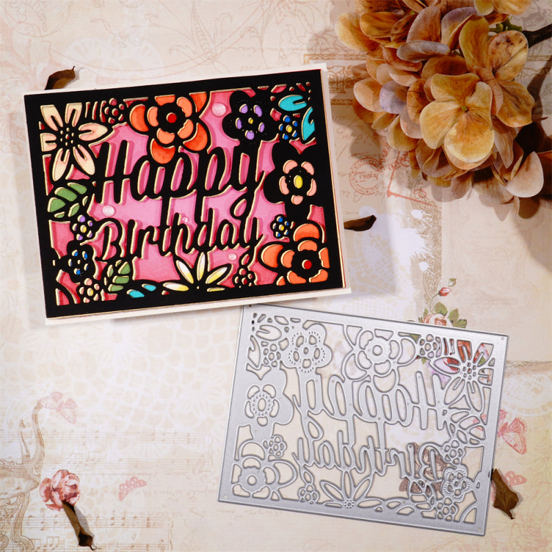 Lifescraft Birthday Floral Background Board Dies