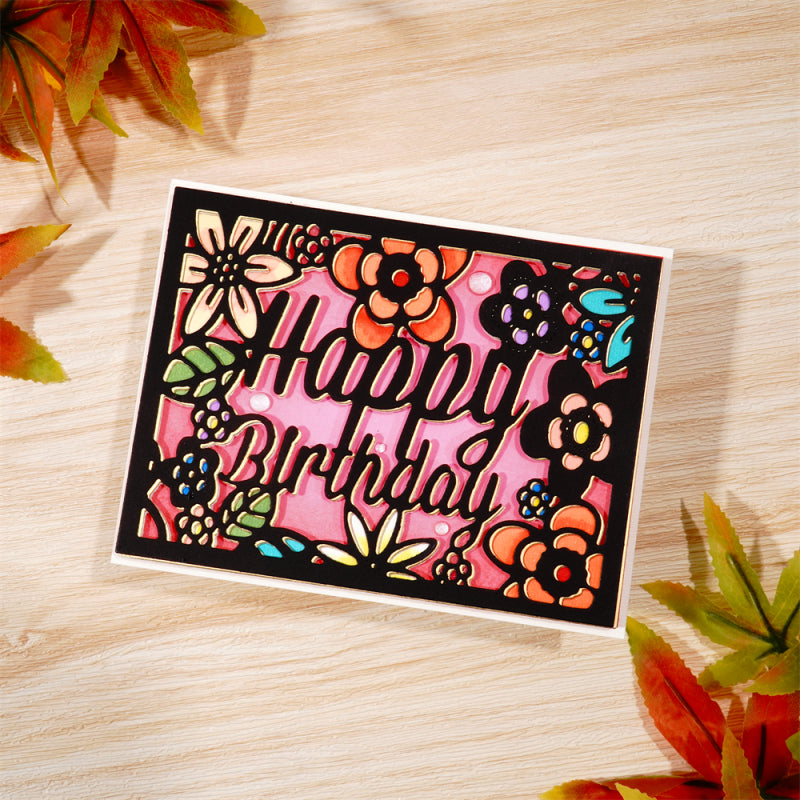 Lifescraft Birthday Floral Background Board Dies
