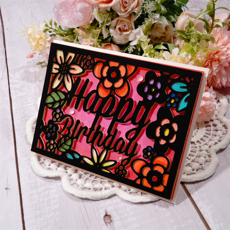 Lifescraft Birthday Floral Background Board Dies