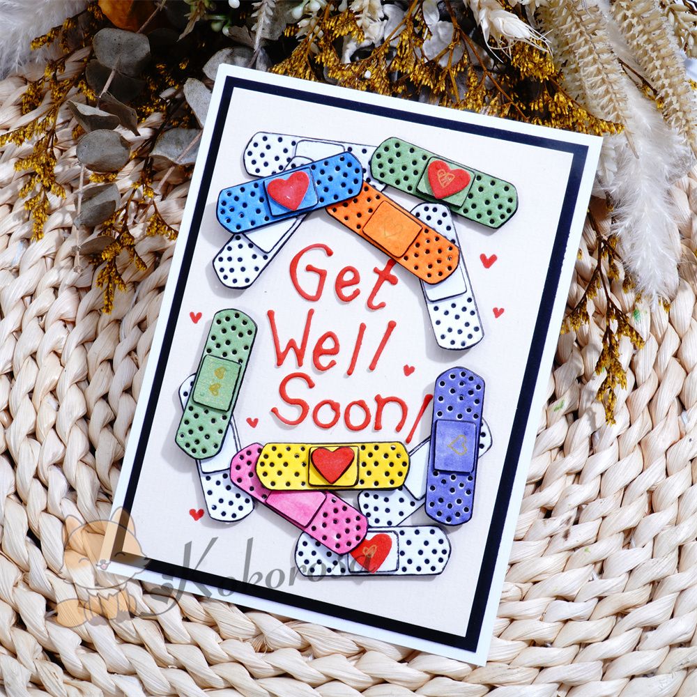 Lifescraft Metal Cutting Dies with "get well soon" Word & Band-Aid