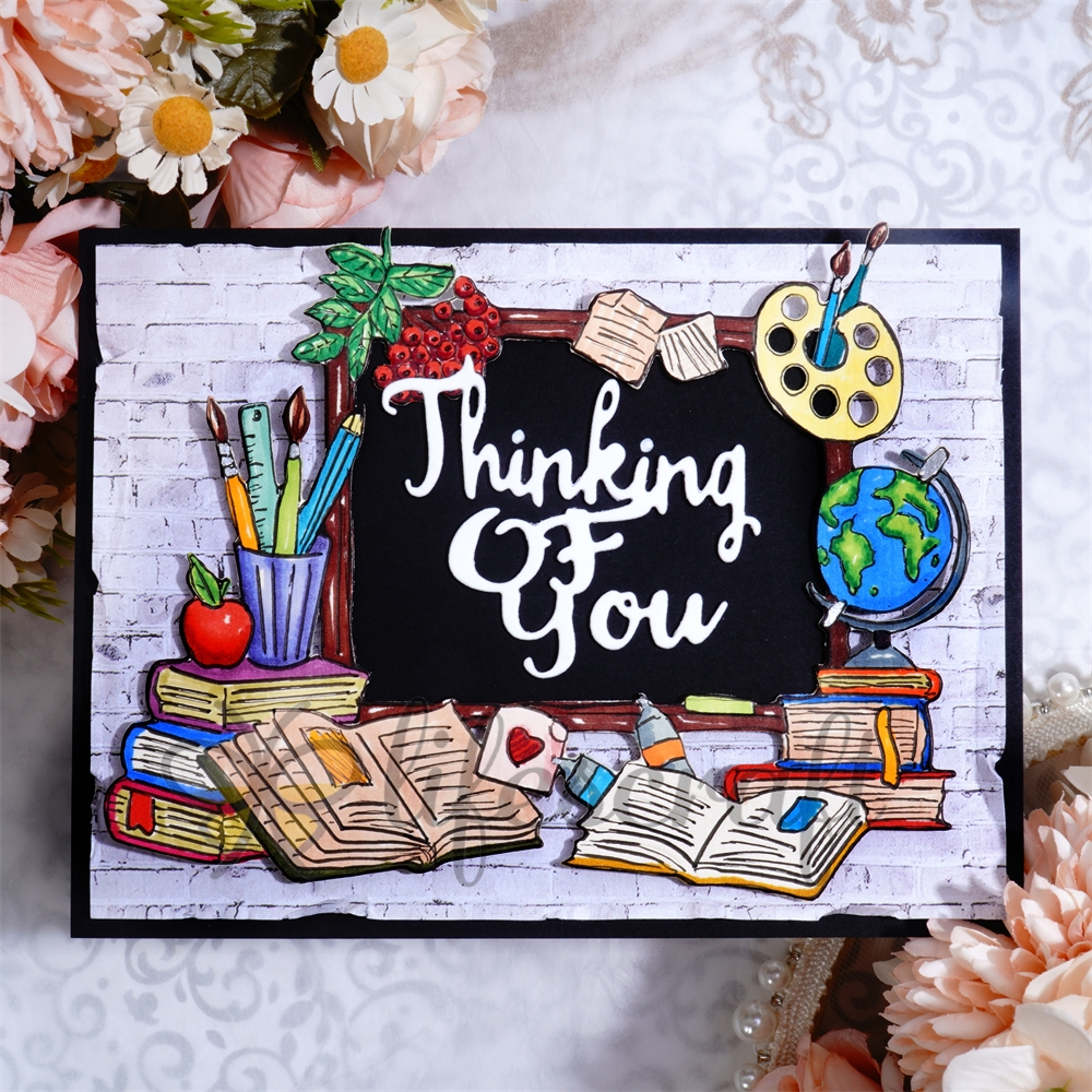 Lifescraft Books and School Supplies Background Frame Metal Cutting Dies