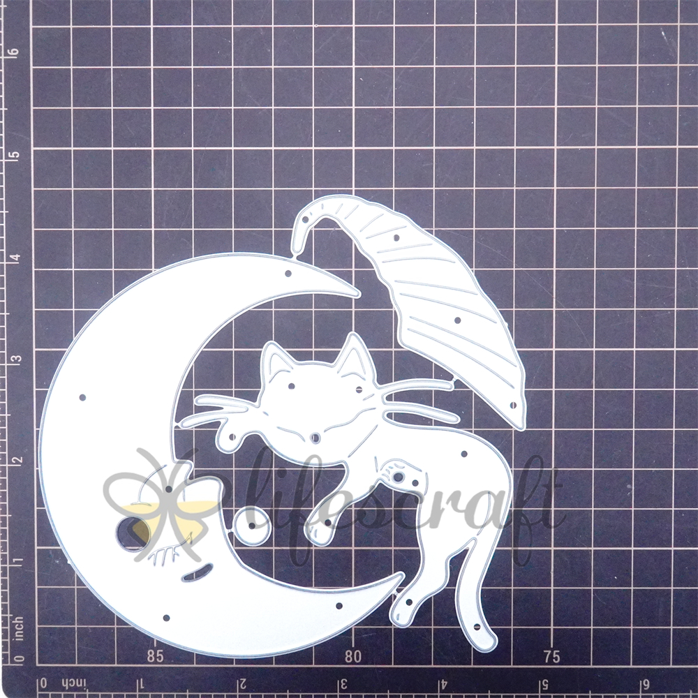 Lifescraft Cute Cat Sleeping on the Moon Metal Cutting Dies