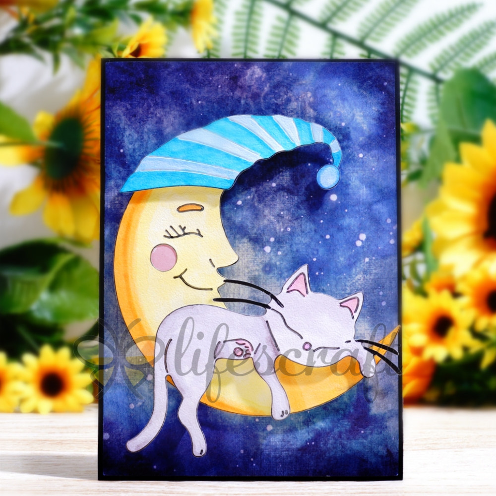 Lifescraft Cute Cat Sleeping on the Moon Metal Cutting Dies