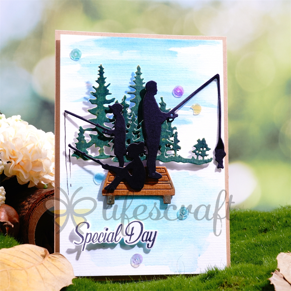 Lifescraft Dad and Two Kids Fishing Metal Cutting Dies