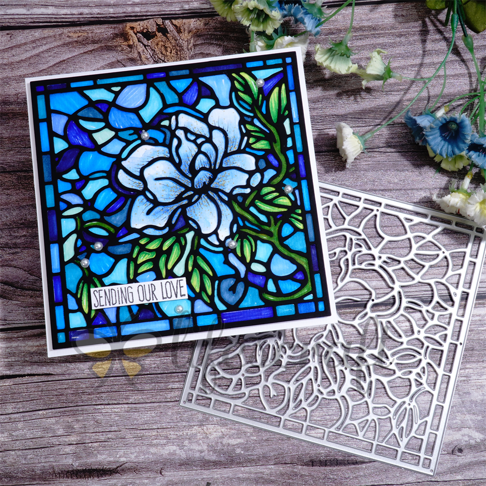 Lifescraft Peony Flower Background Board Metal Cutting Dies