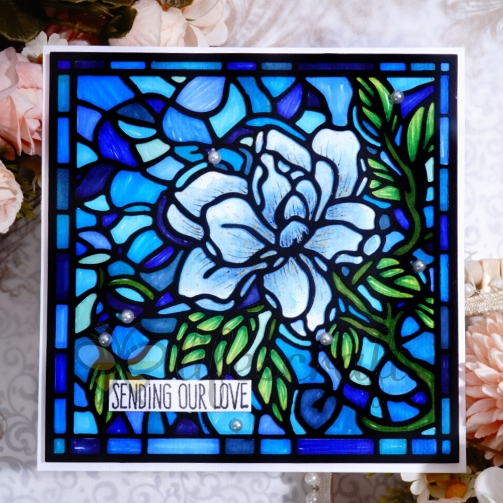 Lifescraft Peony Flower Background Board Metal Cutting Dies