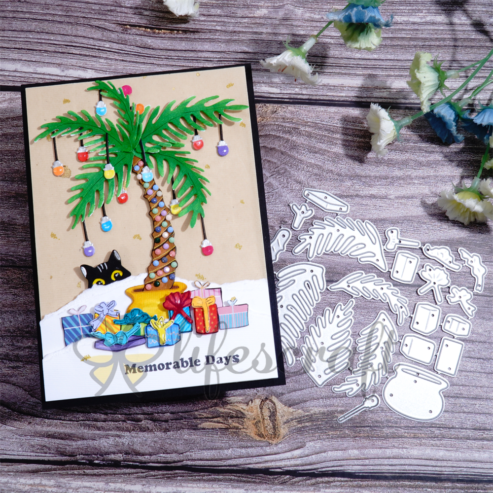 Lifescraft Gift Box Under Coconut Tree Metal Cutting Dies