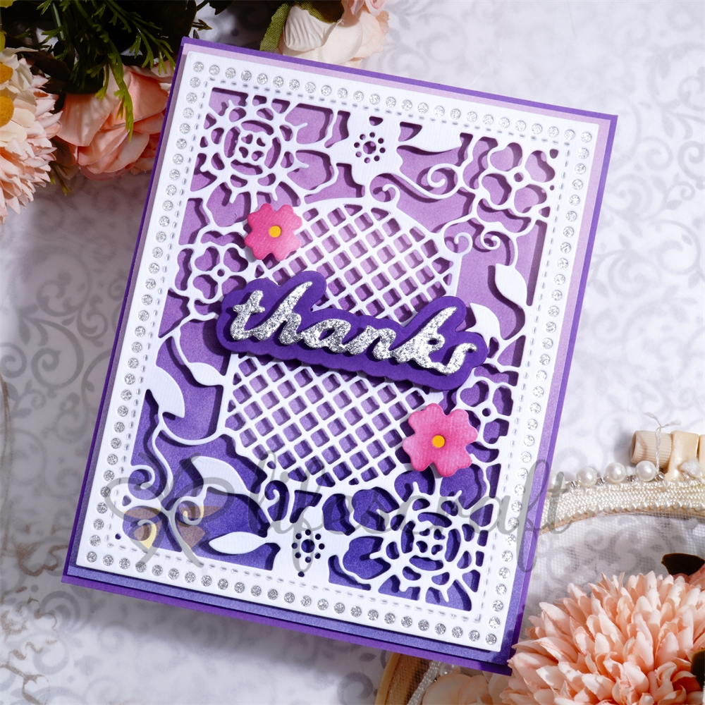 Lifescraft Grid and Flower Frame Background Board Metal Cutting Dies
