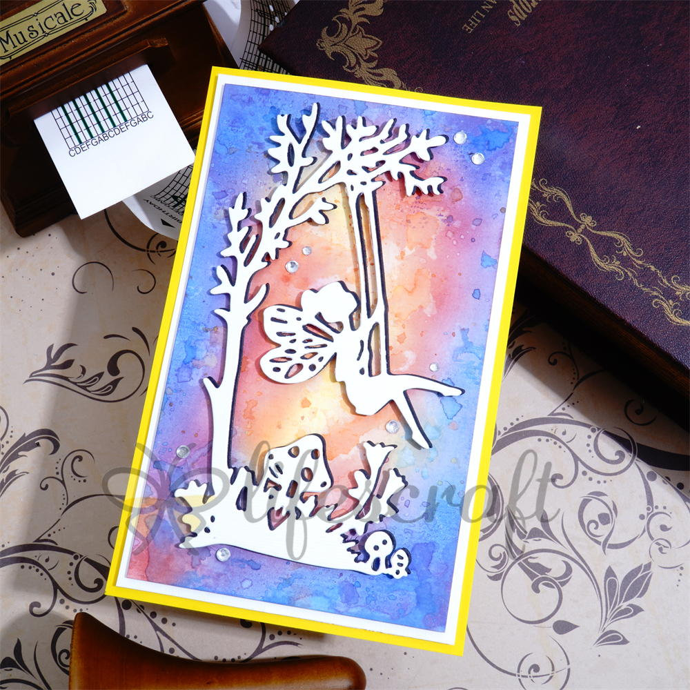 Lifescraft Little Girl Swinging Under the Tree Metal Cutting Dies