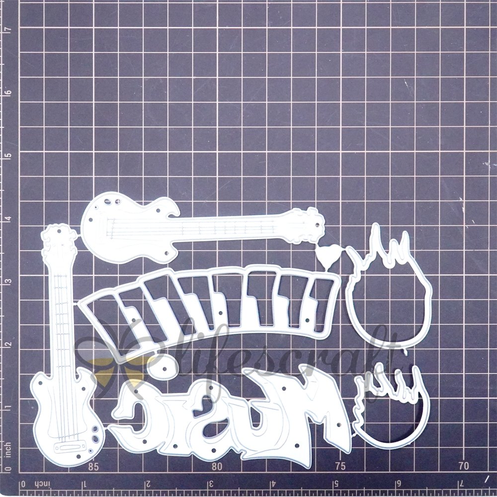 Lifescraft Piano Guitar Music word Metal Cutting Dies