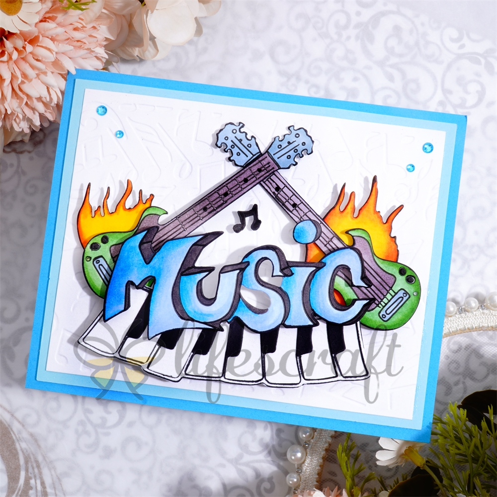Lifescraft Piano Guitar Music word Metal Cutting Dies