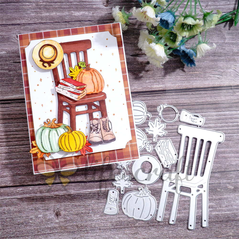 Lifescraft Pumpkin & Straw & hat & Chair and Shoes Metal Cutting Dies