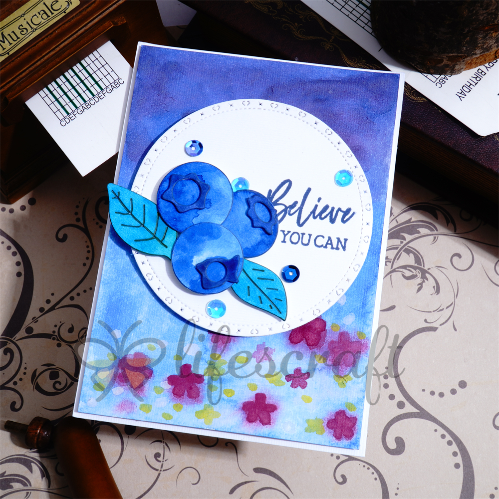 Lifescraft Three Blueberries with Leaves Metal Cutting Dies