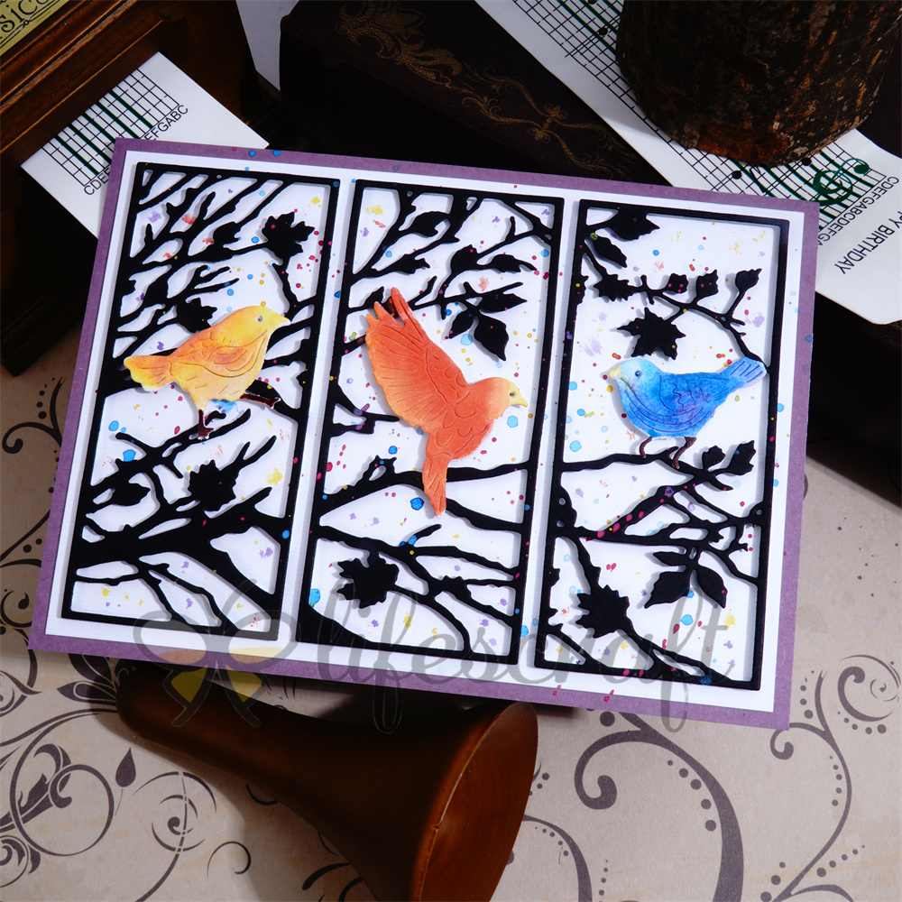 Lifescraft Three Parrots in the Window Frame Metal Cutting Dies