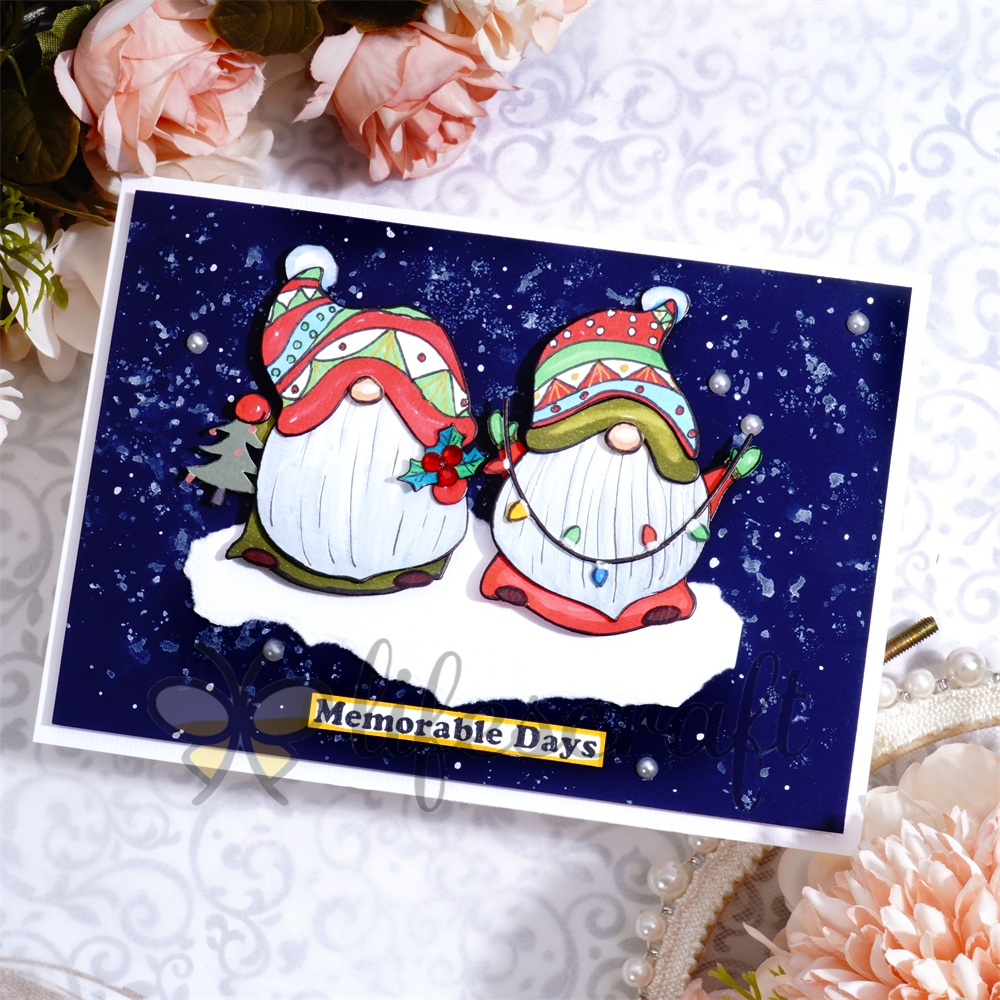 Lifescraft Two Dwarfs Wearing Santa Hats Metal Cutting Dies
