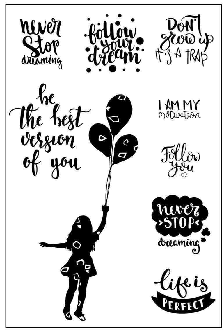 Girl with Balloons Stamps - Inlovearts