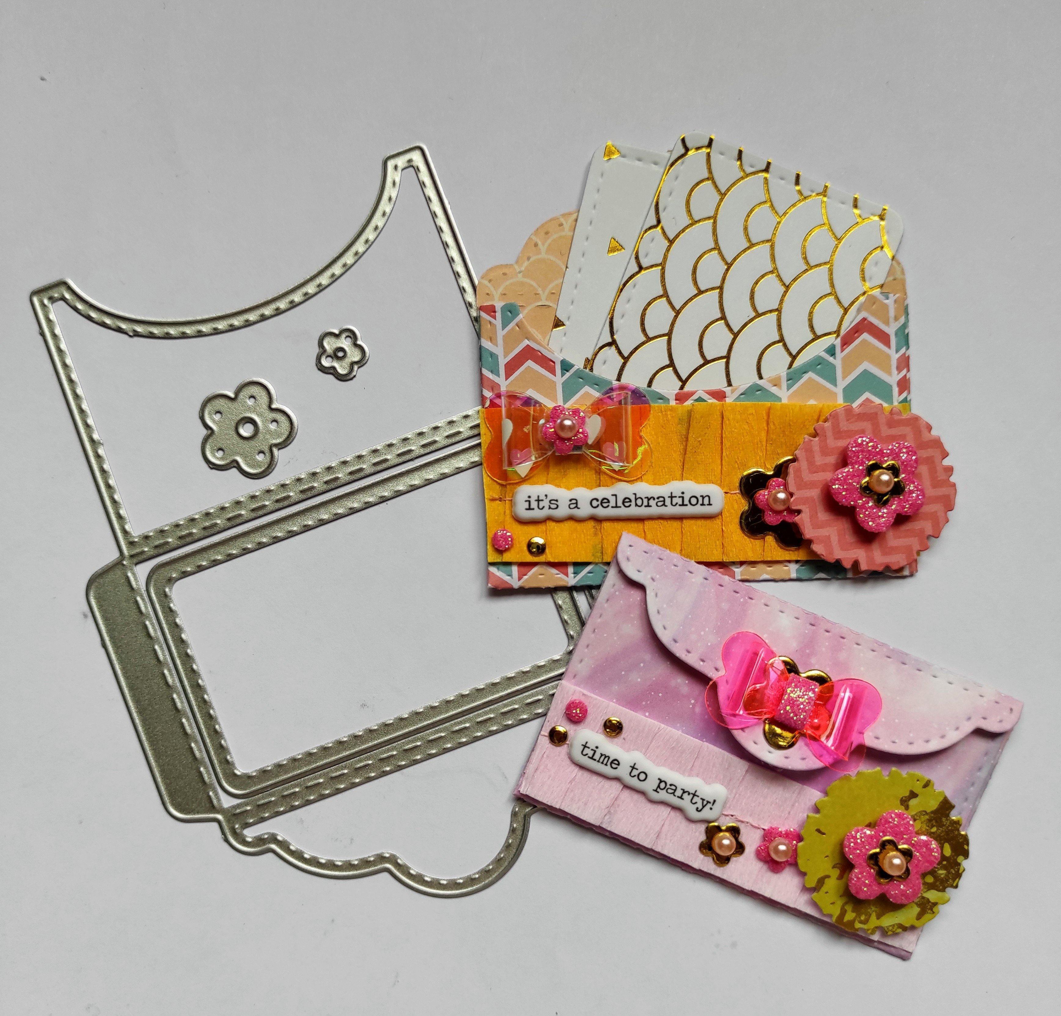 Floral Stitched Foldable Envelope Dies - Inlovearts