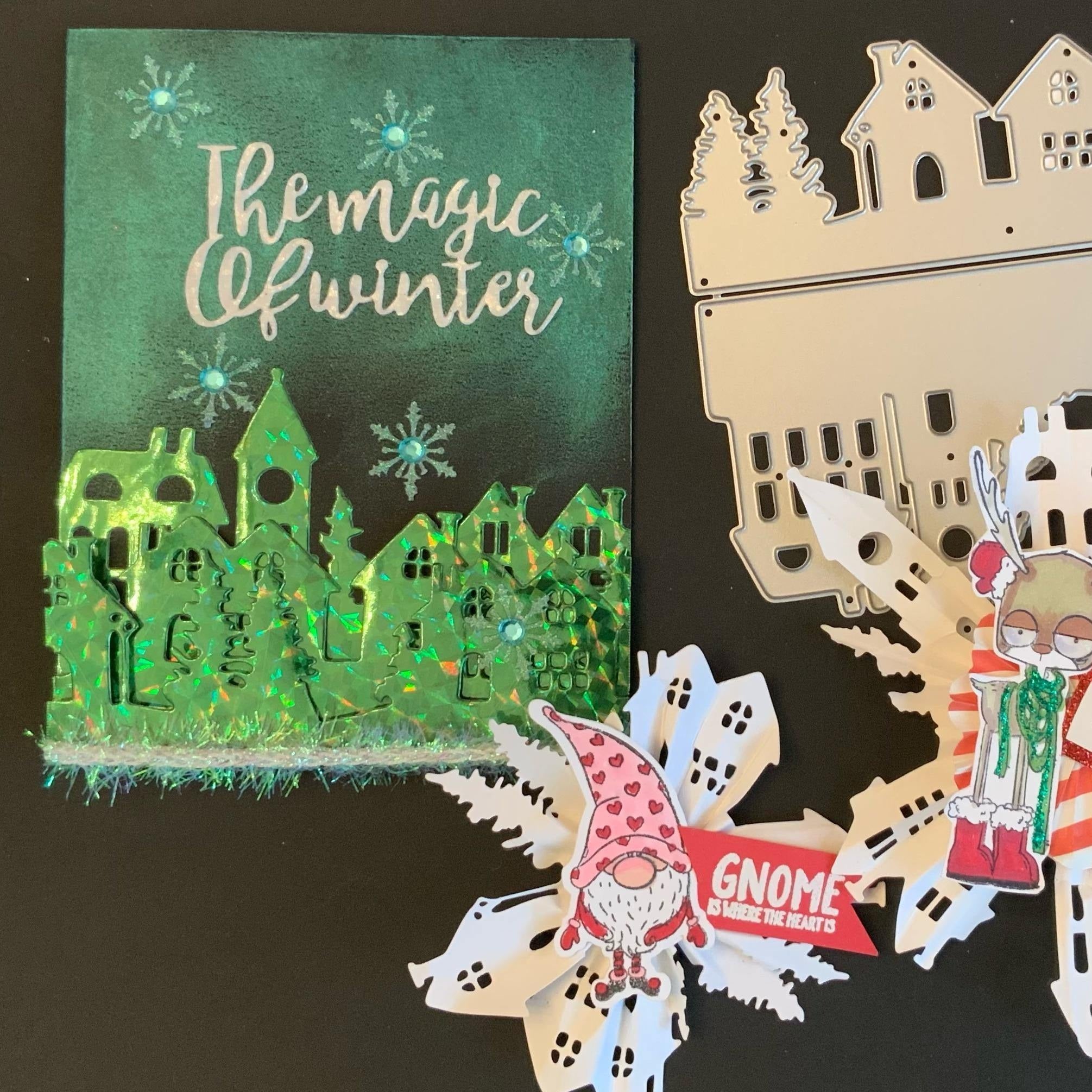 Tree and Village Scenes Dies - Inlovearts