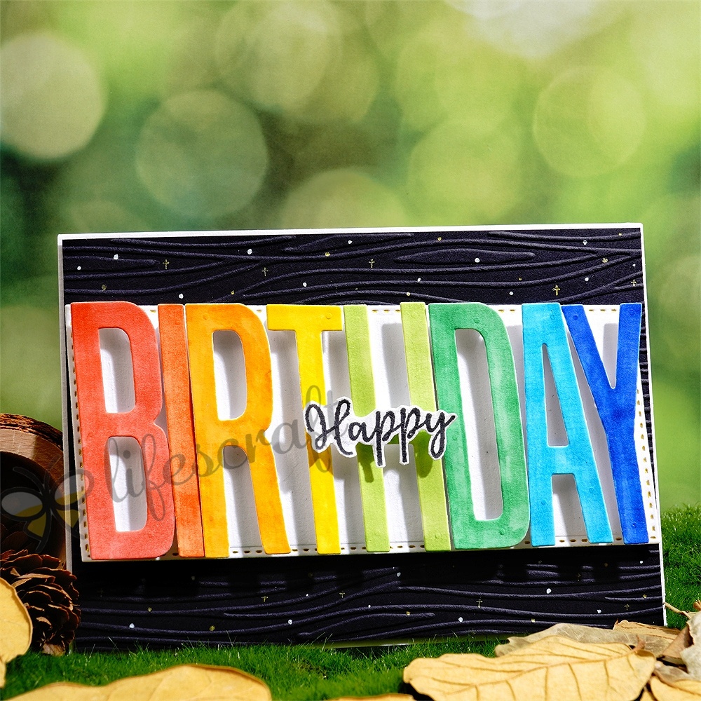 Lifescraft Pink Happy Birthday Metal Cutting Dies