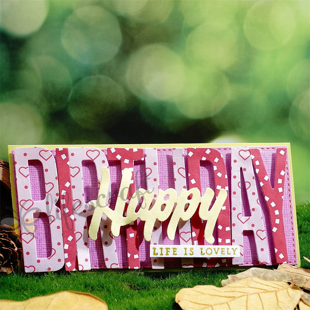 Lifescraft Pink Happy Birthday Metal Cutting Dies