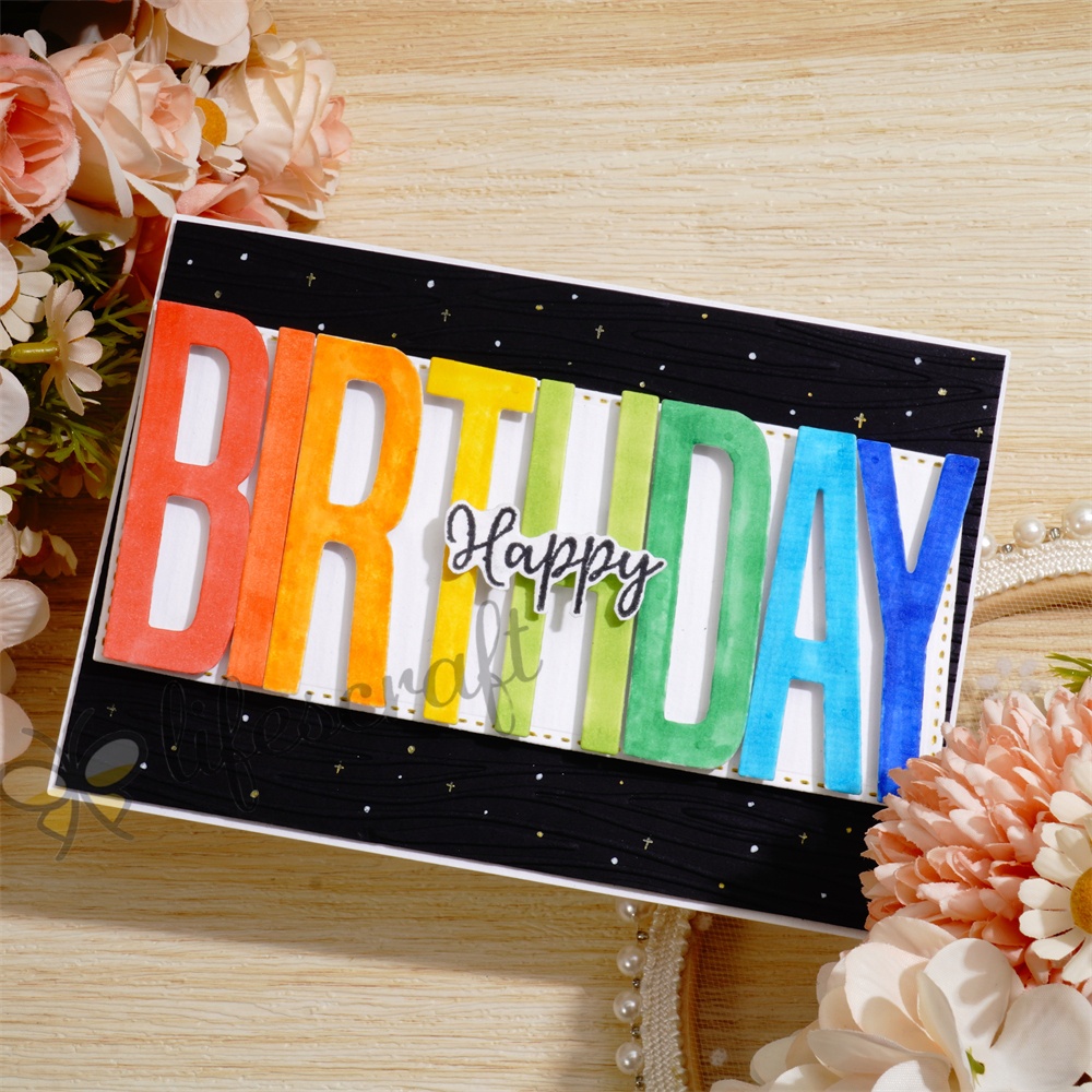 Lifescraft Pink Happy Birthday Metal Cutting Dies