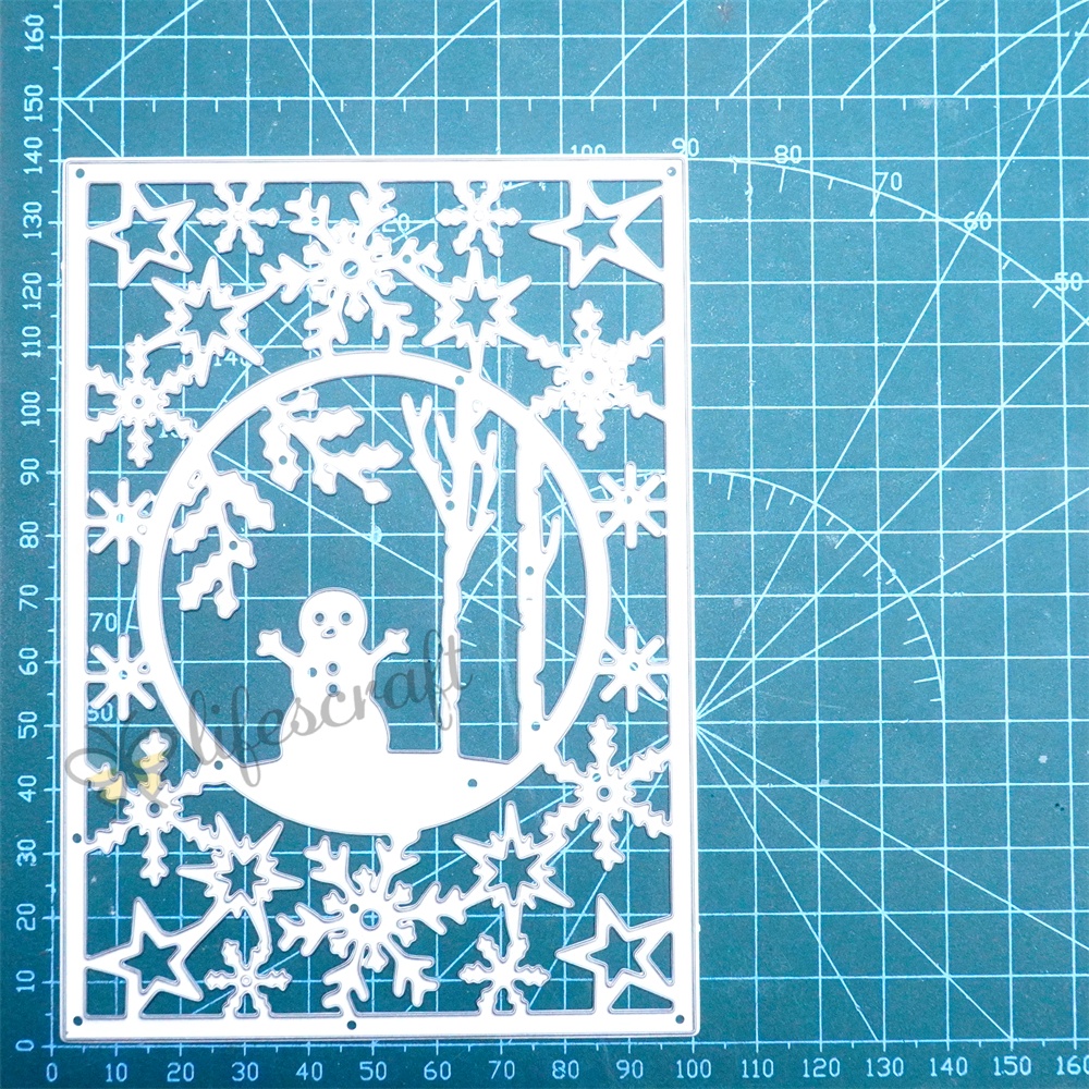 Lifescraft Snowman and Snowflake Background Board Metal Cutting Dies