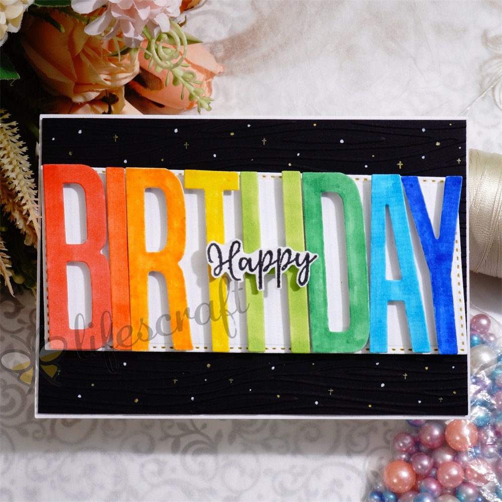 Lifescraft Pink Happy Birthday Metal Cutting Dies