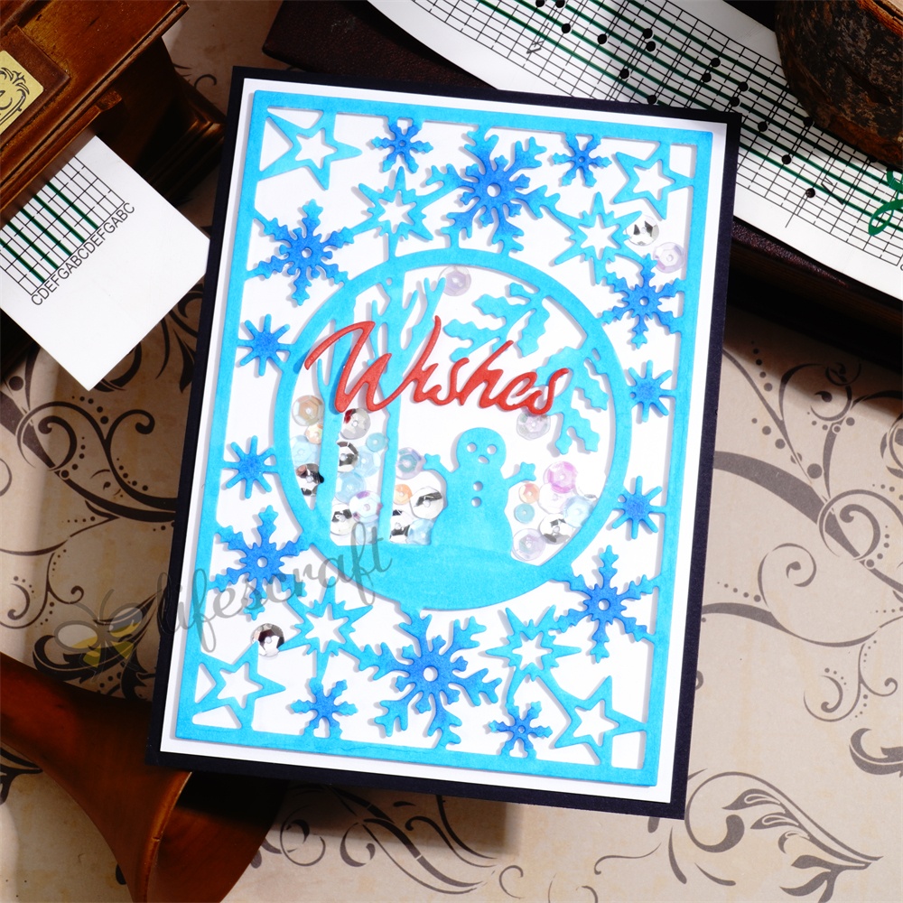 Lifescraft Snowman and Snowflake Background Board Metal Cutting Dies