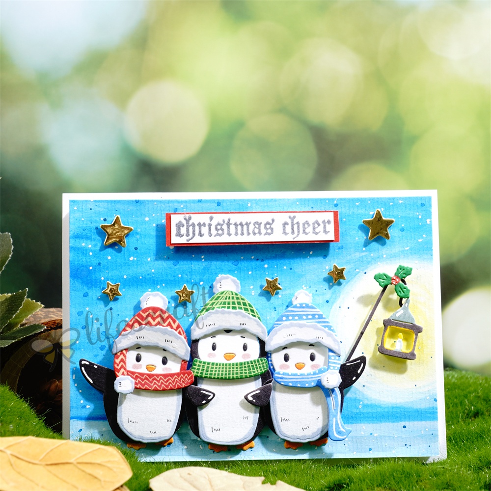 Lifescraft Three Penguins Dancing to Music Metal Cutting Dies