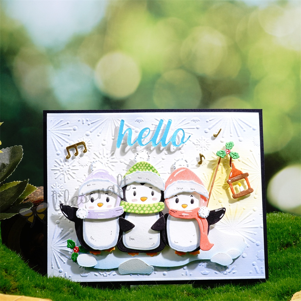 Lifescraft Three Penguins Dancing to Music Metal Cutting Dies